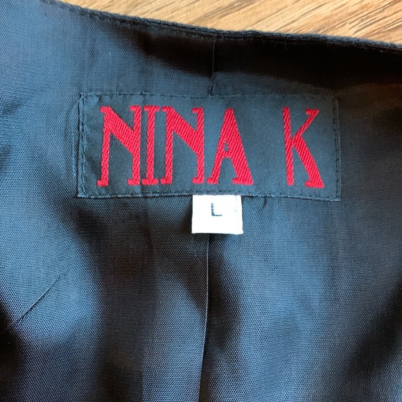 Vintage 1980’s/1990’s Nina K, whimsy goth long sleeve solid black jacket. Size L - Picture 3 of 17